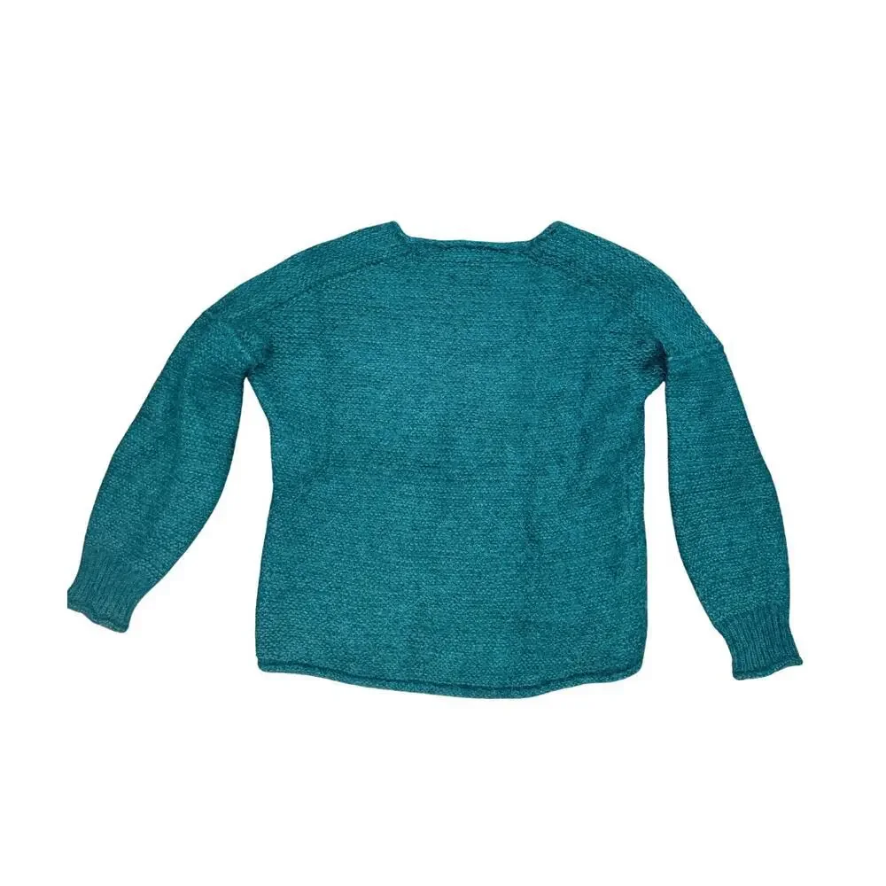 Free People Alpaca Blend Sweater Teal XS Cozy Knit Pullover